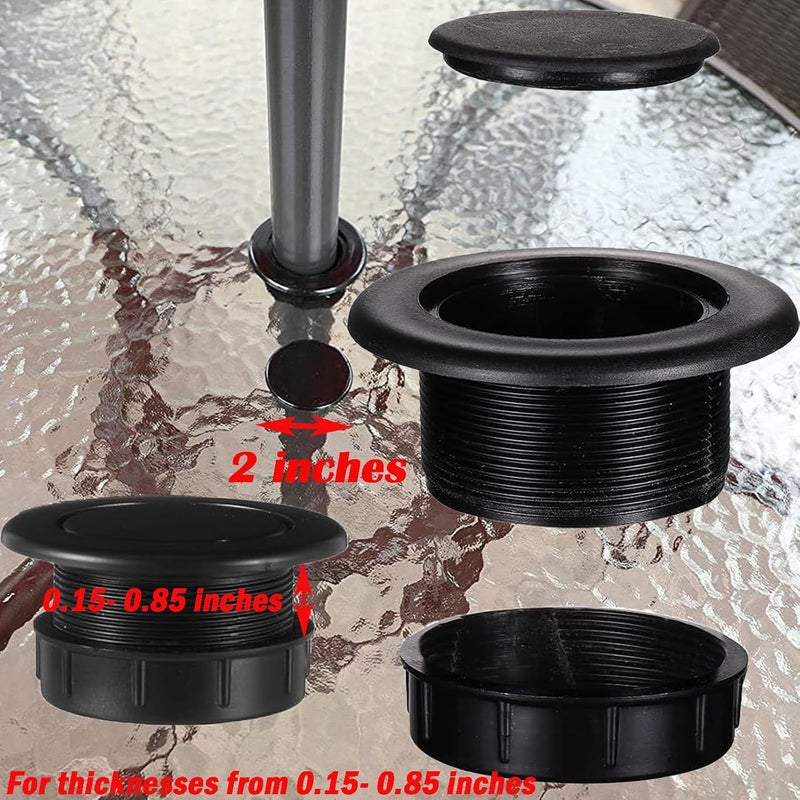 UpinFun Patio Table Umbrella Hole Ring Plug Cap Set for Outdoor Parasol Table Hole Cover Insert Pole Replacement Stabilizer Parts Black - Image 2